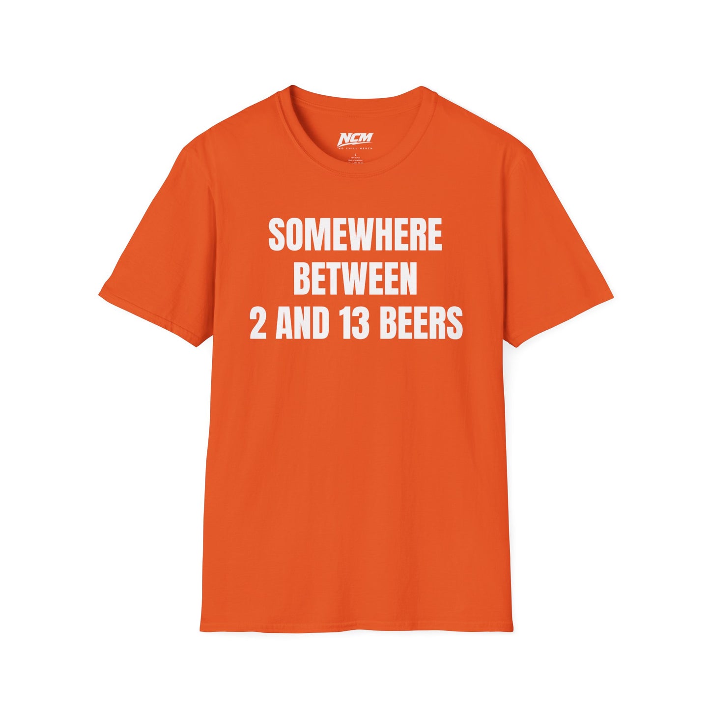 Somewhere Between 2 & 13 Beers T Shirt